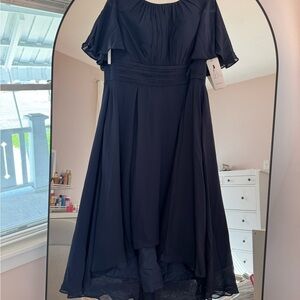 Source Unknown Navy Blue Chiffon Evening Dress